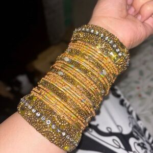 Dazzling Gold and Silver Crystal Bracelet Set